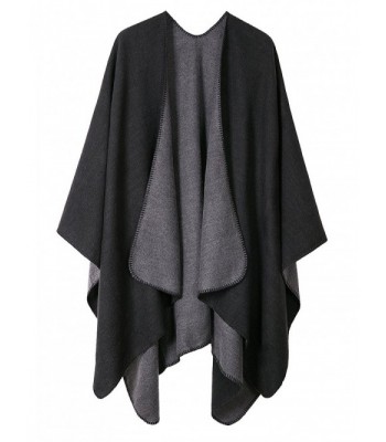 Urban CoCo Women's Color Block Shawl Wrap Open Front Poncho Cape - Black-series 7 - CT1859CUIDN