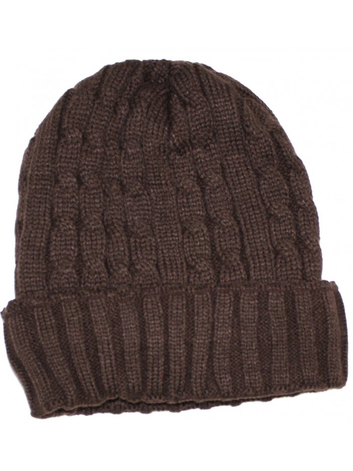 Ted and Jack - Jack's Cable Knit Foldover Beanie with Fleece Lining - Brown - CZ1286G0T1B