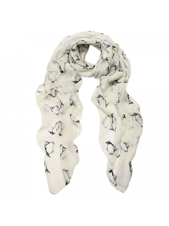 Women Shawl Cute Penguin Print Scarves Wraps Vovotrade - White - C51293FIITJ