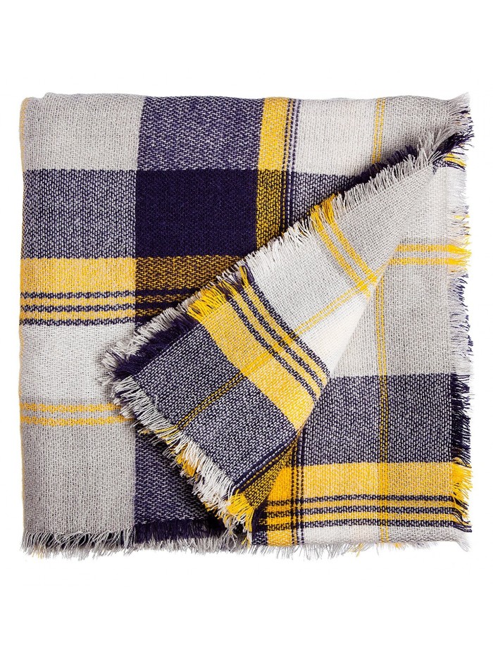 Blossom Boutique Plaid Blanket Scarf - Yellow - CZ12N3A1RY5