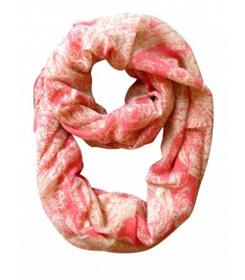 Peach Couture Beautiful Graphic Sunflower Paisley Print Infinity Loop Scarf - Pink - CT11M90MPCH