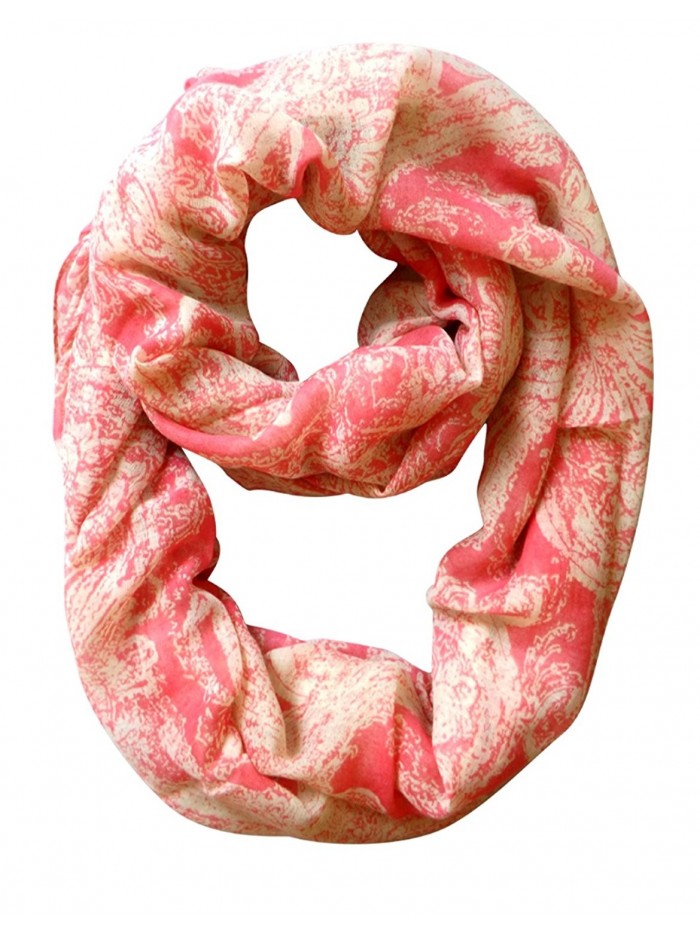 Peach Couture Beautiful Graphic Sunflower Paisley Print Infinity Loop Scarf - Pink - CT11M90MPCH