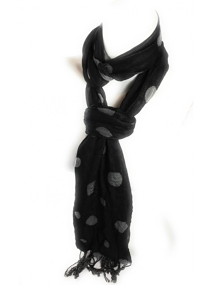 Designer Women's Stylish Fashion Luxuriously Soft Shawl Wrap Long Scarf Scarves - Grey Polkadots 1209 - C5189GON6QZ