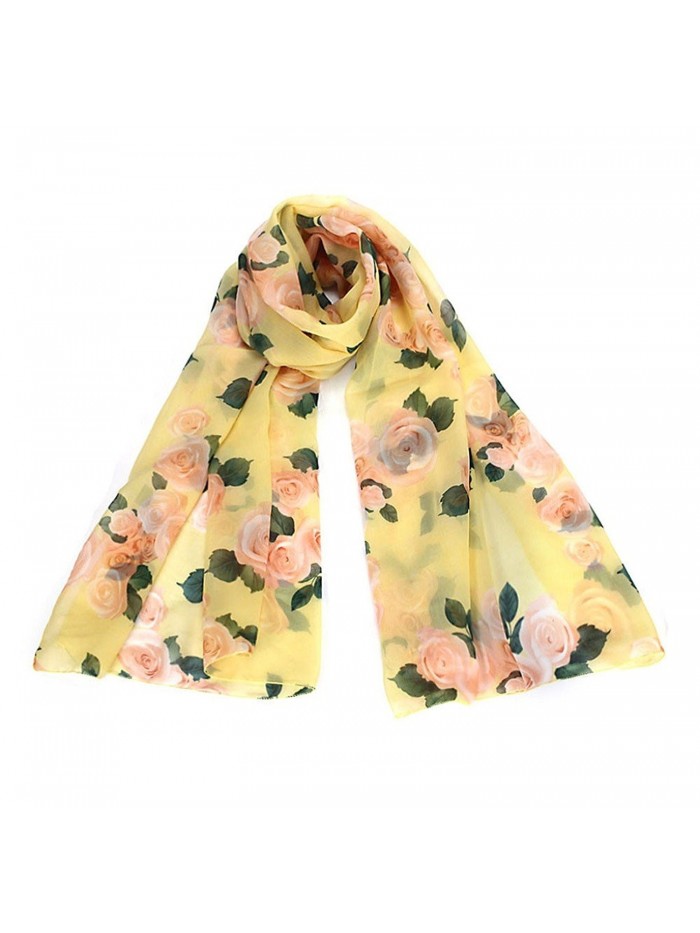 LEERYA Rose Womens Long Stole Scarves Shawl Scarf - Yellow - CW12LVM5R41