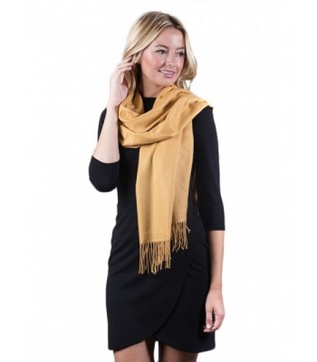 Fashmina Premium Solid Shawl Scarf - Ultra Soft- Beautiful Detailing- Cashmere touch - Golden Yellow - C1185XH49YC