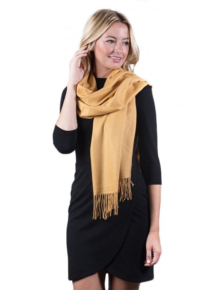 Fashmina Premium Solid Shawl Scarf - Ultra Soft- Beautiful Detailing- Cashmere touch - Golden Yellow - C1185XH49YC