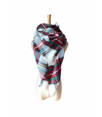 HOTINS Womens Oversized Blanket Scarf Stylish Warm Tartan Plaid Scarf Gorgeous Wrap Shawl - 11-white & Red - C4186M43R2I