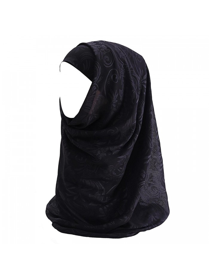 Lina & Lily Floral Chiffon Hijab Muslim Scarf - Black - CF185T5MD7H