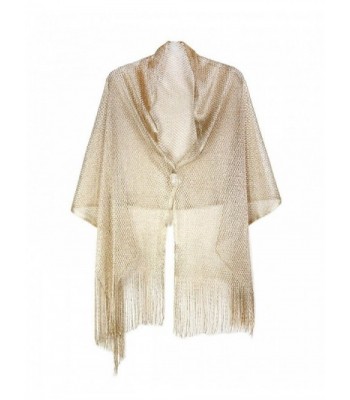 Womens Metallic Oblong Scarf Fringe