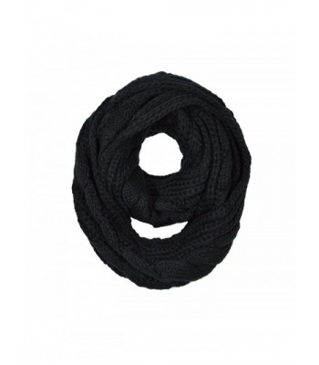 TrendsBlue Premium Winter Twist Knit Warm Infinity Circle Scarf - Diff Colors - Black - CR11GQH9545