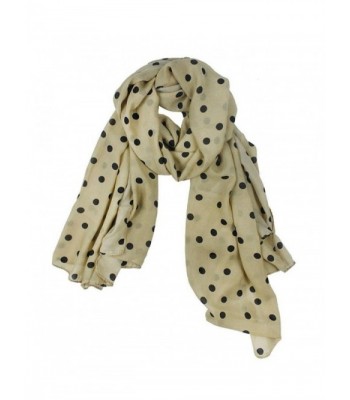 MOKRIL Women's Soft Long Cotton-Silk Chiffon Shawl Wrap in Elegant Colors - Beige-polka-dot - CX11TQGGRTT