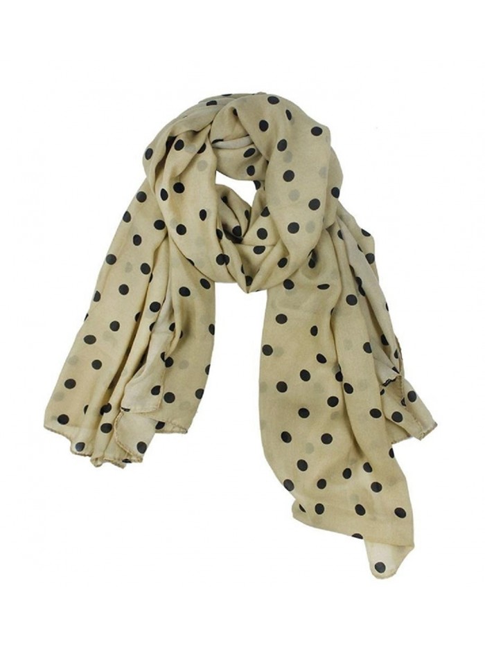 MOKRIL Women's Soft Long Cotton-Silk Chiffon Shawl Wrap in Elegant Colors - Beige-polka-dot - CX11TQGGRTT