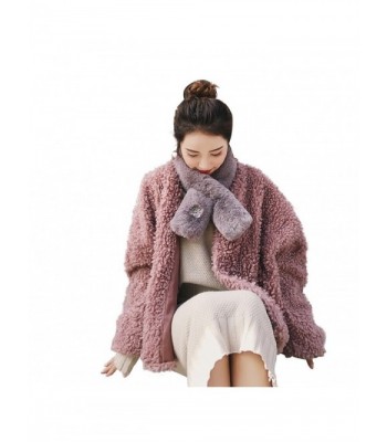 Tangshuo Woman Winter Soft Cozy Chunky Fur Scarf Easy Wrap not Scratch Your Neck. - Gray - C4189TS5T7D