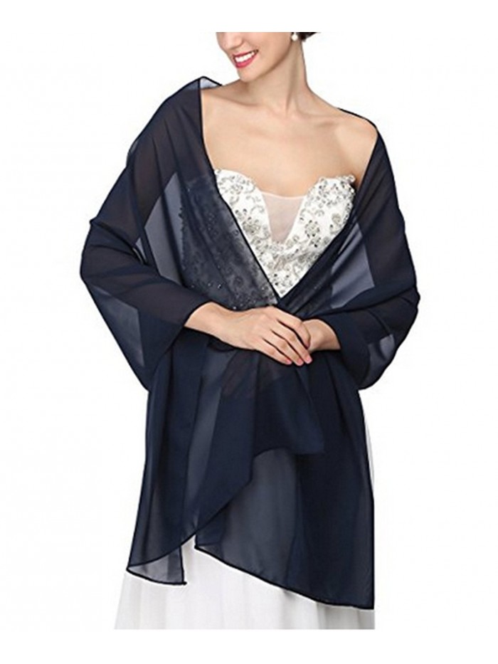 AngelaLove Chiffon Bridal Wedding Shawl Wrap Prom Evening Dress Stole Scarves - Navy Blue - C6183MYU0AZ
