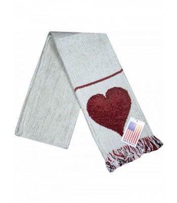 Manual Unisex Chenille Love Heart White Rib Knit Fringed Scarf ASFLOV 5.5x60" - C1126EGTON9