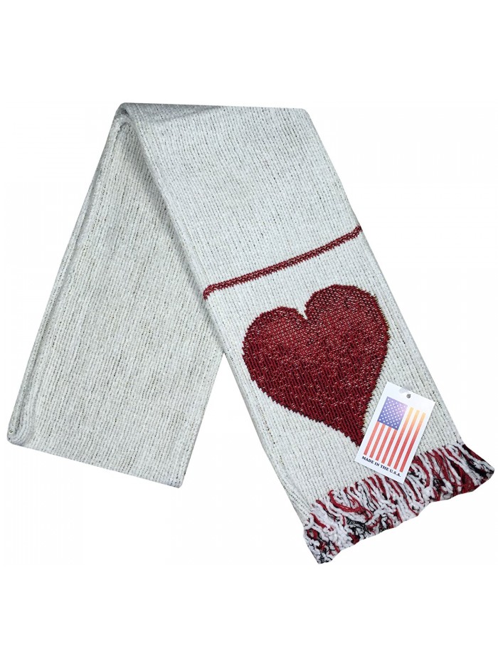 Manual Unisex Chenille Love Heart White Rib Knit Fringed Scarf ASFLOV 5.5x60" - C1126EGTON9