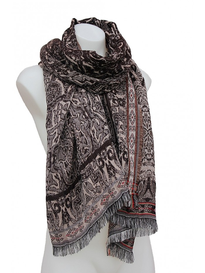 Terra Nomad Women's Soft & Silky Luxury Pashmina Scarf Shoulder Wrap Shawl - Brown/Taupe - CR188Y3YG24