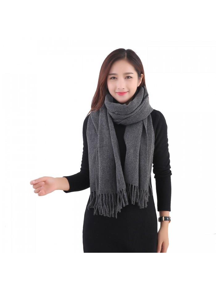 YCHY Large Extra Soft Cashmere Blend Women Pashmina Shawl Wrap Stole Scarf - Gray - C9186GQGZTQ