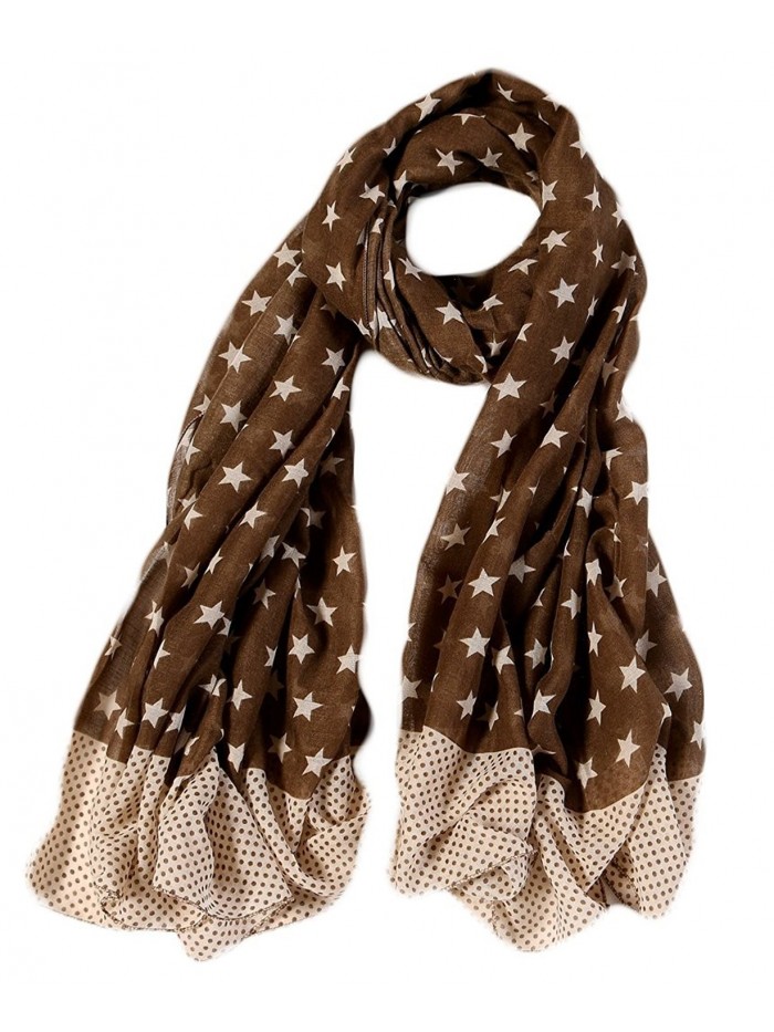 Ayli Women's Star Pattern Scarf Long Shawl Lightweight Fashion Wrap Various Colors - Coffee - C31875XGZGU