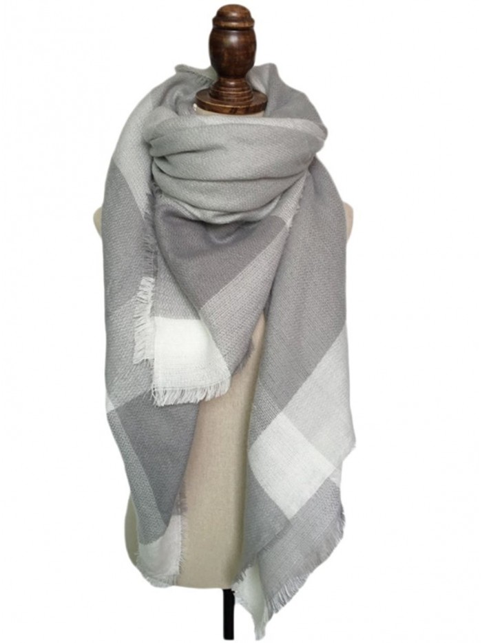 Women's Square Plaid Scarves Classic Cozy Tartan Blanket Wraps Shawls - Clolr4 - C7183LIOKD0