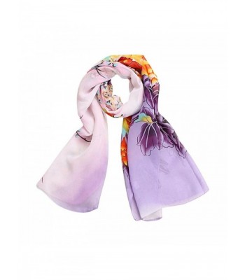 WensLTD Hotsale! Women Peony Flower Scarf Shawl Scarf - Purple - CS125Q2EXS3