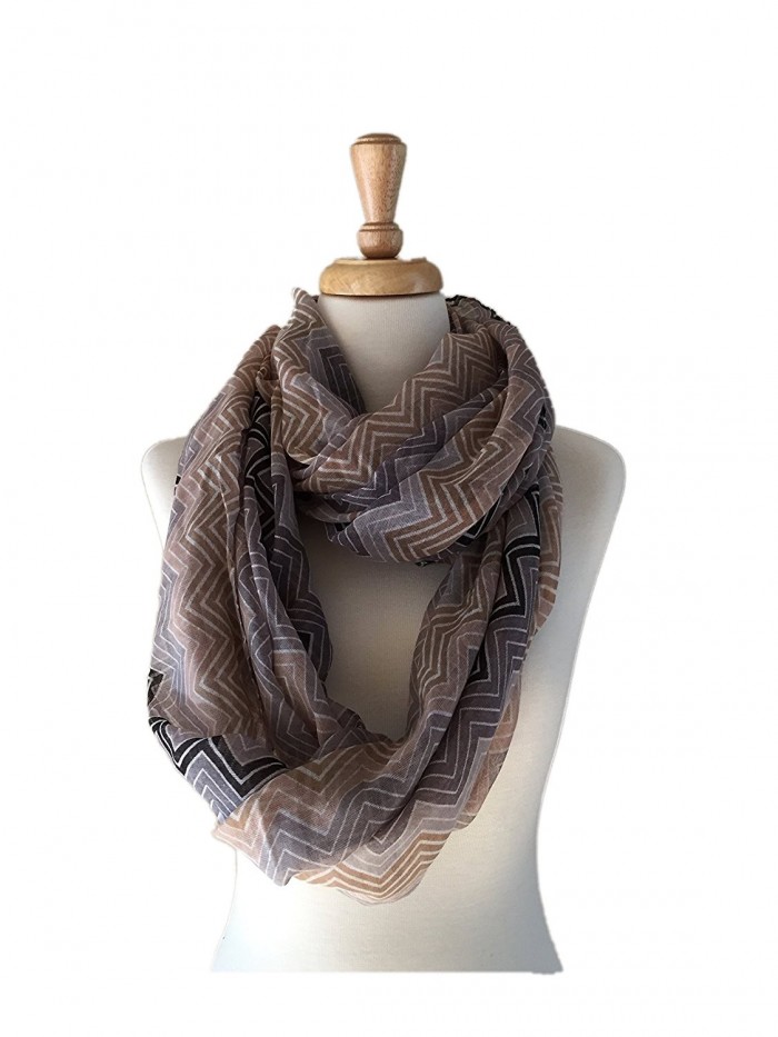 Women's Lightweight Infinity Scarf with Zig Zag Pattern - C0188DQZDCR