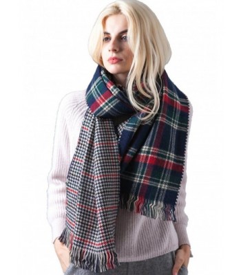 MissShorthair Fashion Unisex Winter Tartan Blanket Scarf Oversized Shawl - 37 Dark Blue&green - C2188XZMU7X