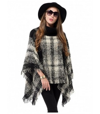 OTIOTI Knitted Pullover Sweater Turtleneck - A002black and White Plaid - CC186MIEN34