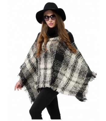 Knitted Pullover Sweater Turtleneck - A002black and White Plaid ...