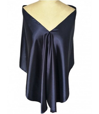 Future Girl Champagne Silk Satin Shawl Wrap Women's Long Soft Rectangle Scarves - Navy - CK12N41N7SS