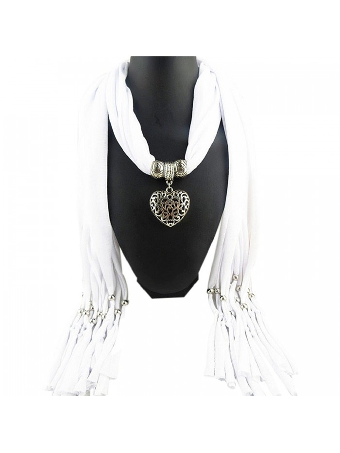 Womens Scarf- Sandistore Women Winter Necklace Scarf Tassel Warm Scarves - White - CR1298616BF