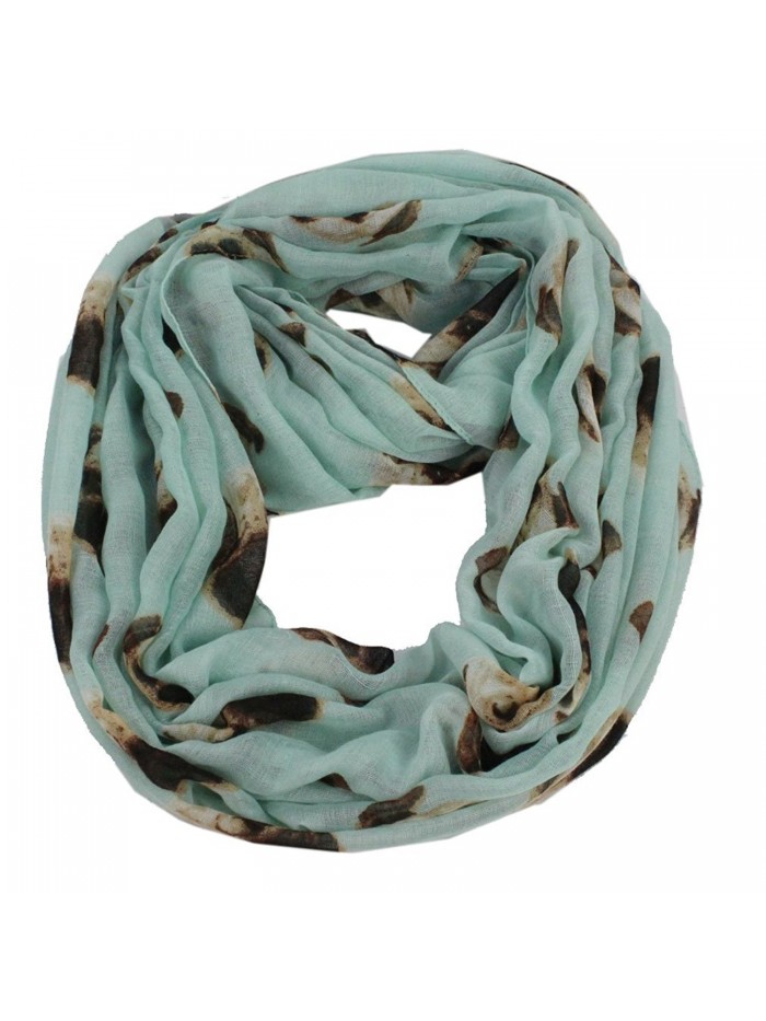 Women's Pug Dog Animal Print Casual Soft Viscose Voile Infinity Loop Cowl Scarf - Mint Blue - CW12HKPITY3