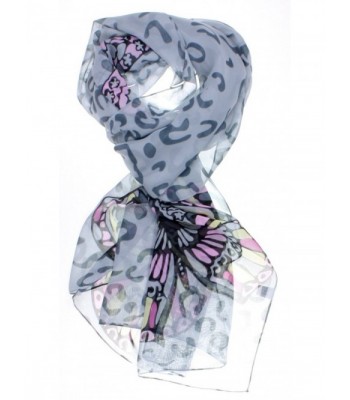ForeverScarf Silk Thin Neckerchief Scarf with Animal Print and Butterfly - Grey - CC110Y2RSDX