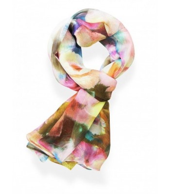 Womens Floral & Painters 100% Silk Great Nature Pattern Scarf - Paintedflowerapic - CQ12H3U1YO7