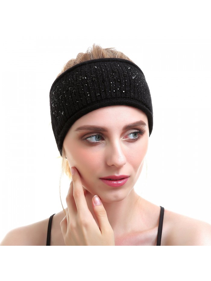 Women Knit Headband - Sport Wool Headbands Cashmere Yoga Headwear Head Wrap Ear Warmer - Black - CY187CO4KZC