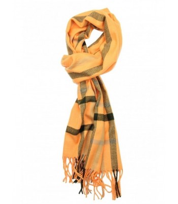 Achillea Classic Cashmere Feel Tartan Plaid Checked Winter Warm Scarf Unisex - Orange With Black - CT186ACTGS2