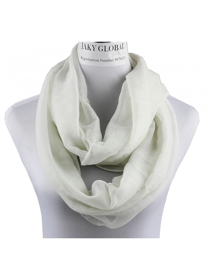 Infinity Scarf for Women Soft Light Weight Loop Circle Neck Wrap Scarves Solid Color - White - CQ12N9QF7KQ