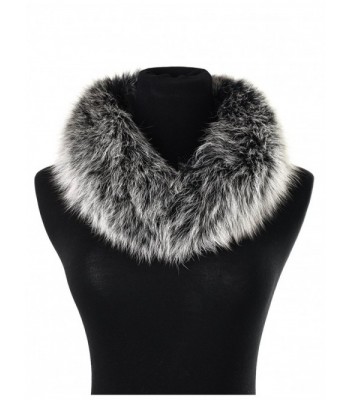 Ferand Women's Elegant Warm Real Fox Fur Stand-up Collar Scarf- Soft Neck Warmer for Winter - Black Frost - CN1883MUG70