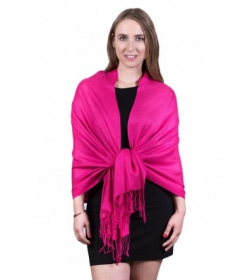 Fashmina Pure Solid Pashmina Shawl Scarf - Silky soft- Opaque - Hot Pink - CU1880THENS