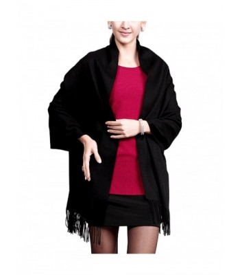 NOVAWO Extra Large 78"x27" Soft Cashmere and Wool Shawl Wrap for Women (8 colors) - Black - CQ11OTV4CBV
