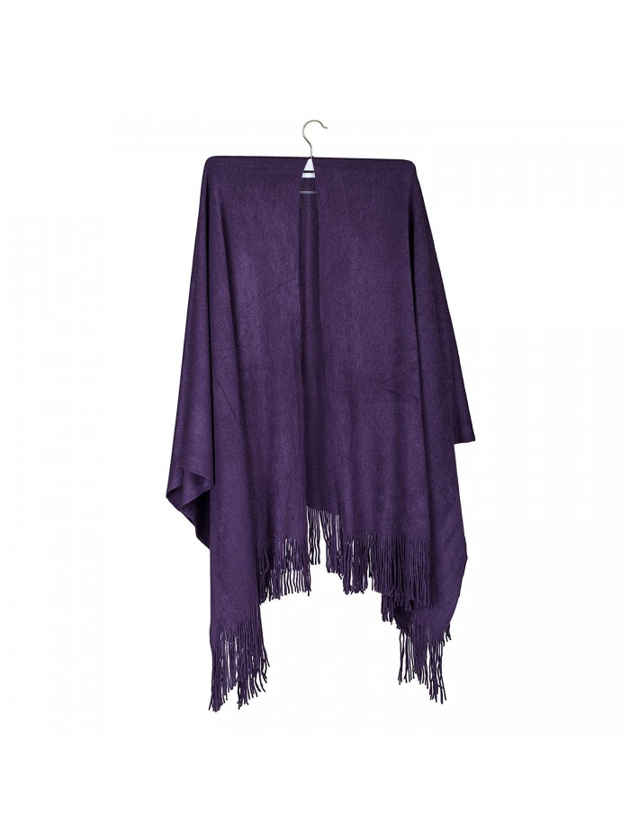 Ruana Acrylic One Size Women's Long Cape Shawl - Purple - C11808Z06S8