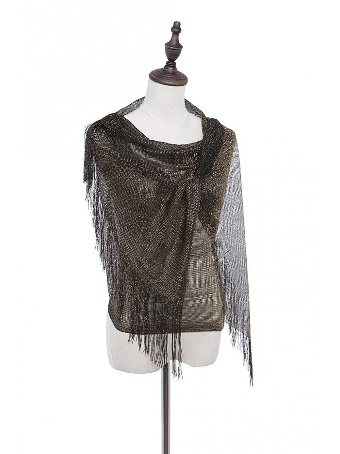 Evening Formal Shawl and Wrap- 1920s Flapper Wedding Sparkle Piano Scarf for Women - Black and Gold - CX18496ALNN