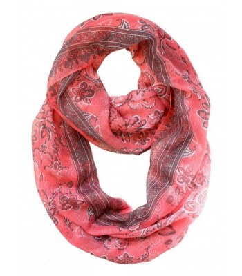 KMystic Flower Print Infinity Loop Scarf - Ethnic Coral - CM11VSR1U4B