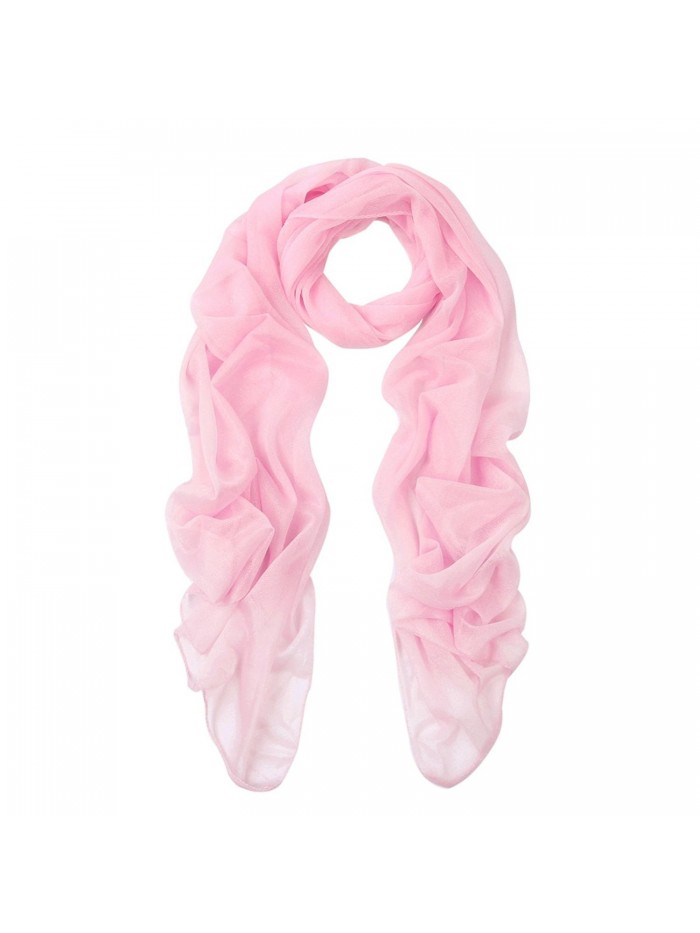 Elegant Silky Chiffon Sheer Plain Oblong Scarf Wrap - Different Colors - Pink - CG120A5JTIJ