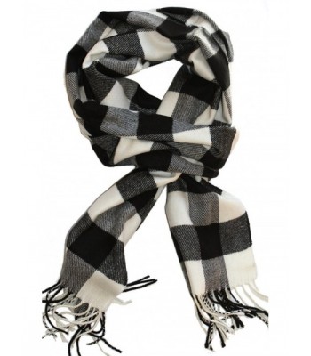 LibbySue--Classic Buffalo Check Plaid- Cashmere Feel Winter Scarf - Black- Whtie - CS110REMIU1