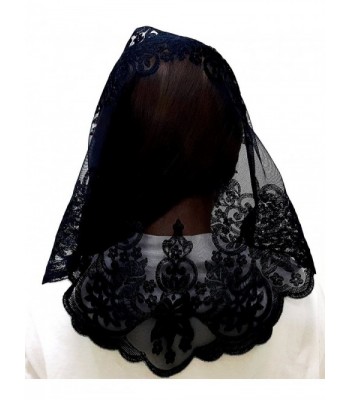 Anna Veils Chapel Catholic Veil Spanish Lace Mantilla Medium - Rich - Black - C2127KRUWRD