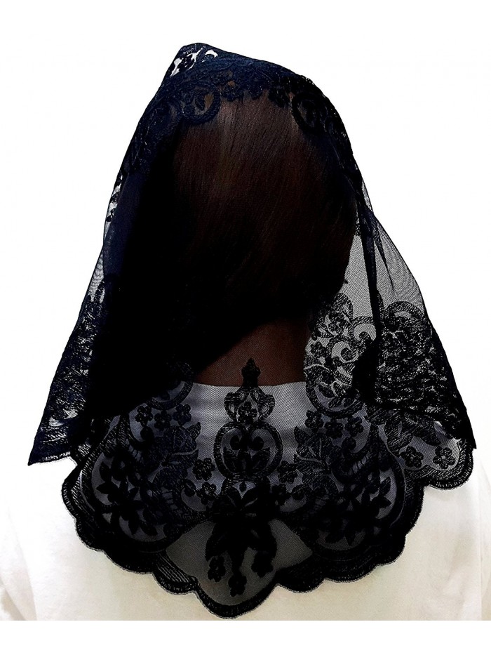 Anna Veils Chapel Catholic Veil Spanish Lace Mantilla Medium - Rich - Black - C2127KRUWRD