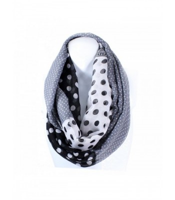 AN Infinity Scarf for Women Lightweight Polka Dots Wide Blanket Style Snood Loop - Black - CC11VH8KH9F