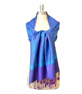 SCARF_TRADINGINC Paisley Jacquard Pashmina Scarf Wrap Stole - BLue/Purple(AA) - CT11NPUPUFJ