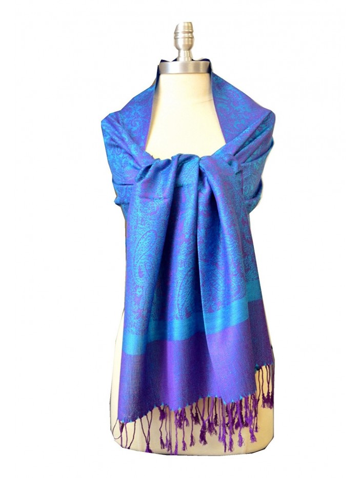 SCARF_TRADINGINC Paisley Jacquard Pashmina Scarf Wrap Stole - BLue/Purple(AA) - CT11NPUPUFJ